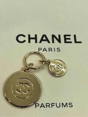 CHANEL Gold Tone Metal Charm Keychain Pendant